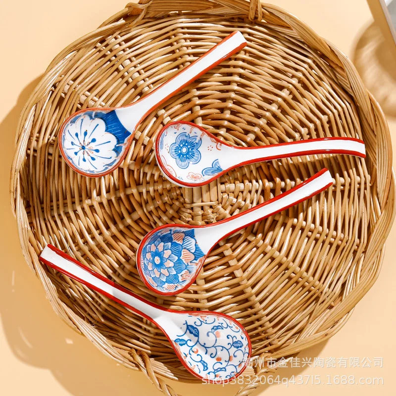 Japanese Ceramic Soup Spoon Everyday Ceramic Soup And Ramen Spoon With Long Handle Kitchen Tablewear Oasis Select