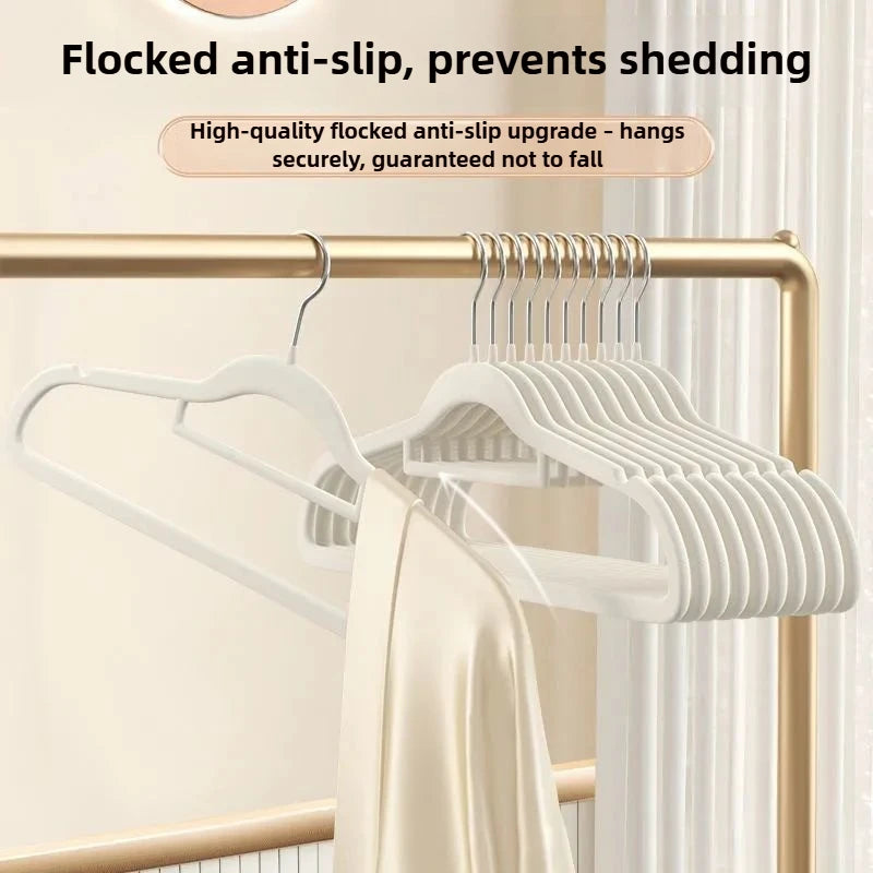 10pcs Velvet Clothes Hangers Thickened Non Slip No Trace Hanger For Home Closet Storage Dry Wet Use Clothes Rack Oasis Select