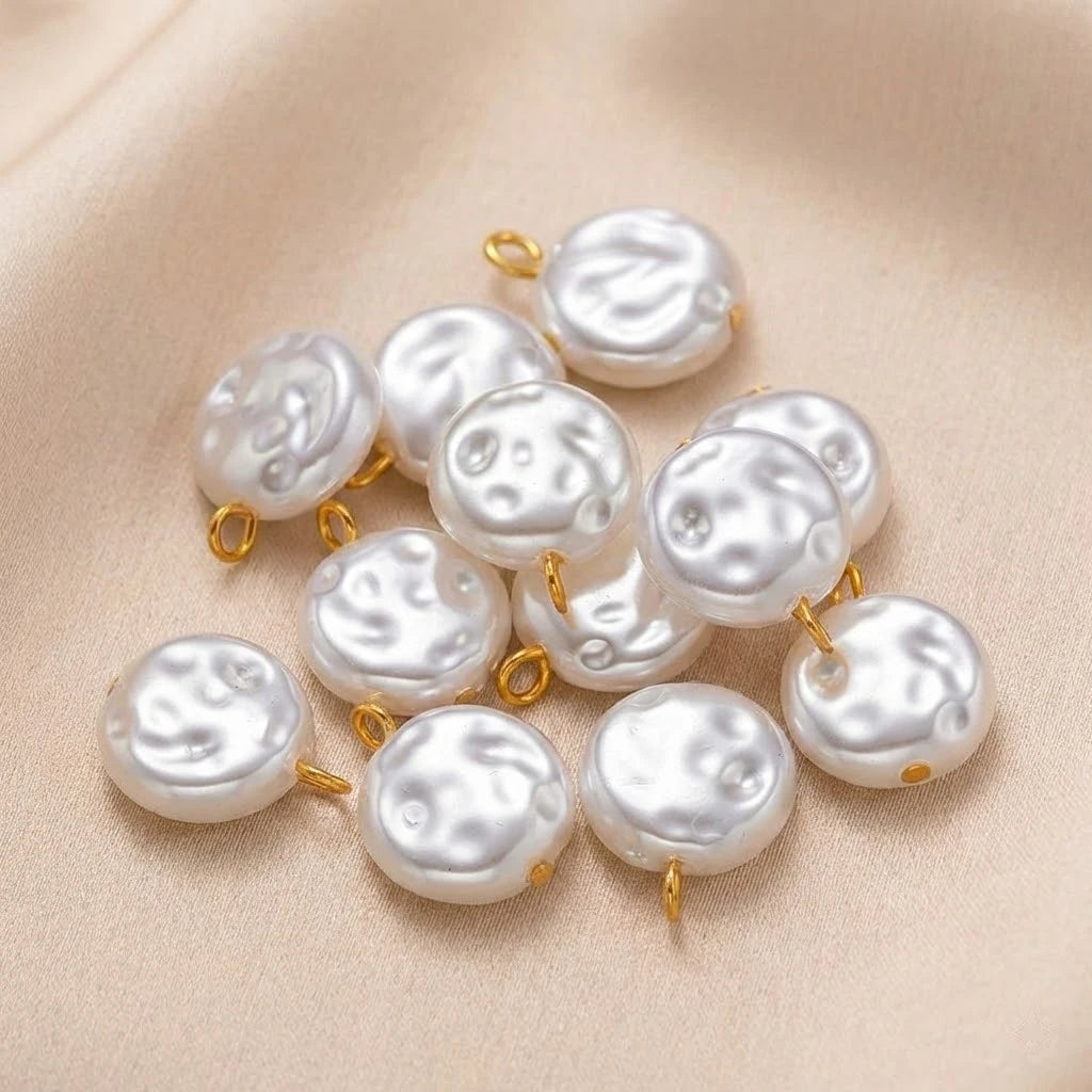 10Pcs Stainless Steel Pearl Pendant Charms Dangles Irregular Pear Pendant with Hoop for DIY Necklaces Earrings Jewelry Making Oasis Select