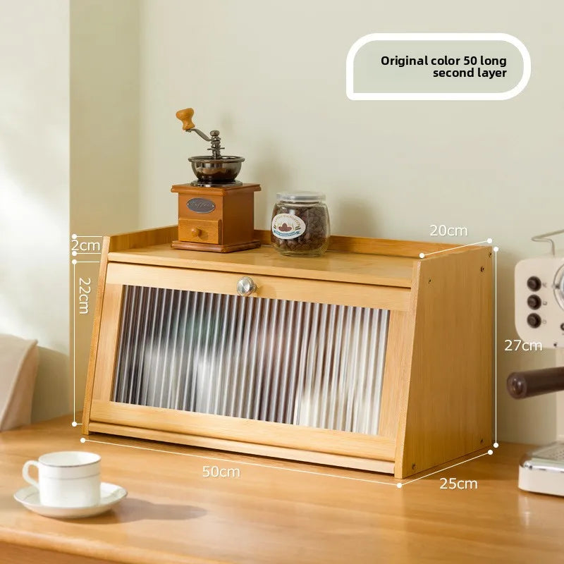 Desktop coffee cup storage box mug tea set shelf water cup cosmetics shelf solid wood bamboo with lid Oasis Select 1-50 primary