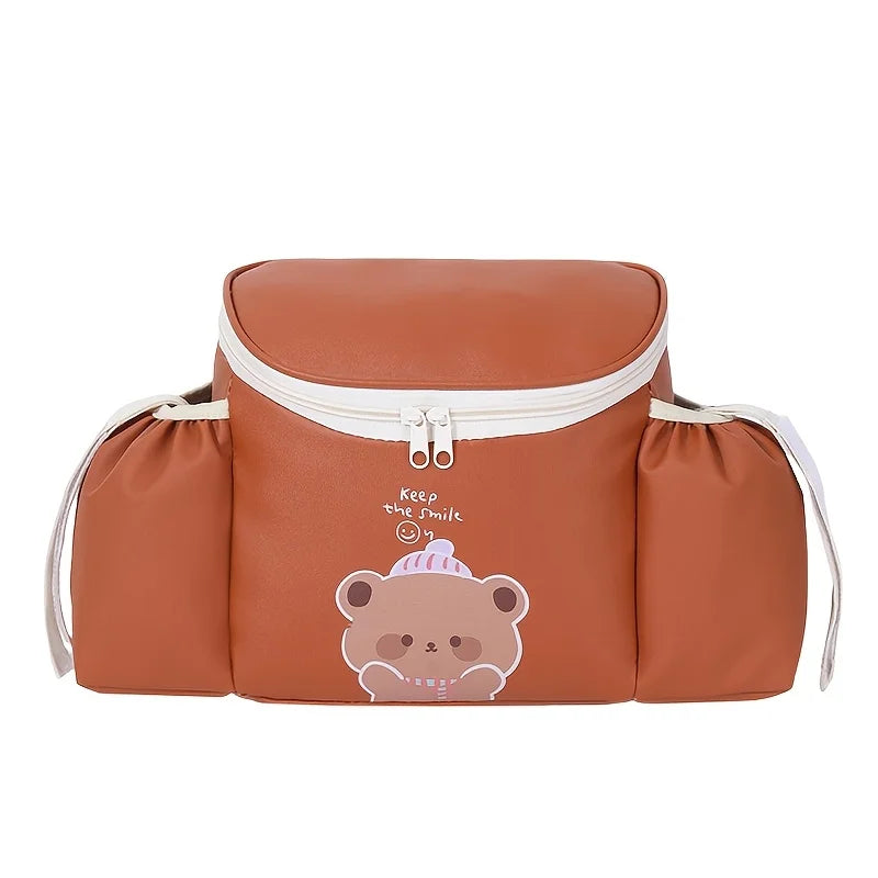 Cute Bear Printed Waterproof Front Bag Durable Scratch Resistant Handlebar Organizer for Scooter Bike Moped Riding Oasis Select brown