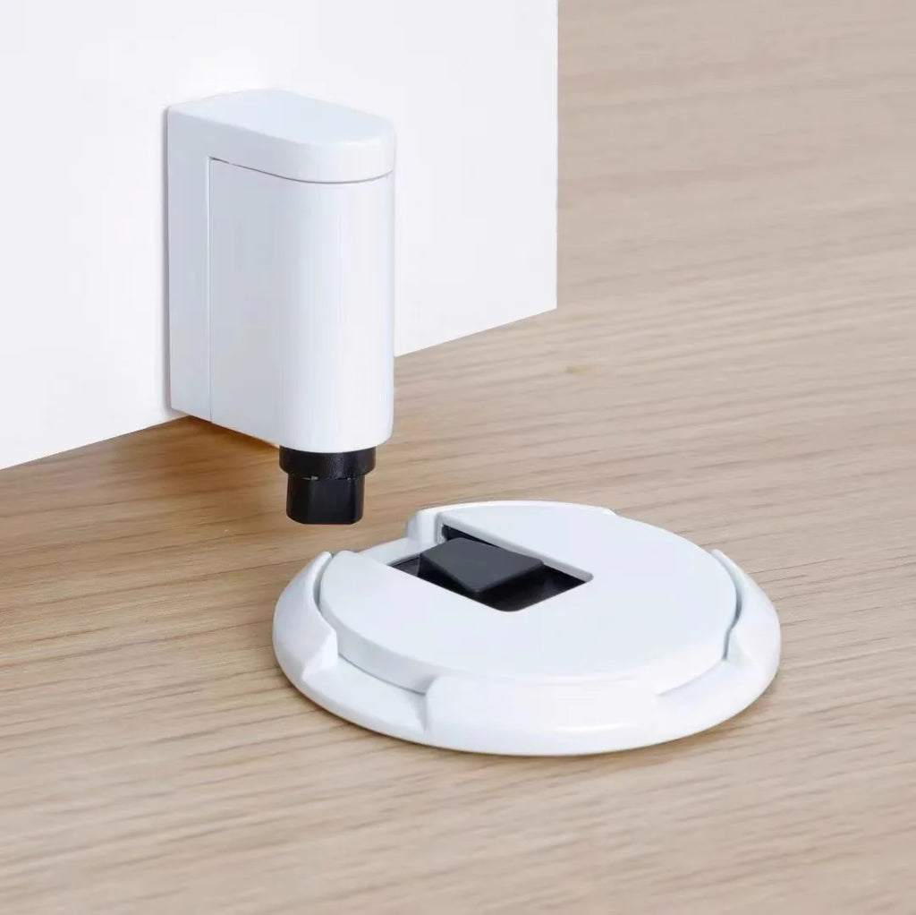 Door Stopper Magnetic Door Stopper No Drilling Silent Floor Door Stop with Screws Adhesive Adjustable Mechanical Magnetic Oasis Select Ivory white