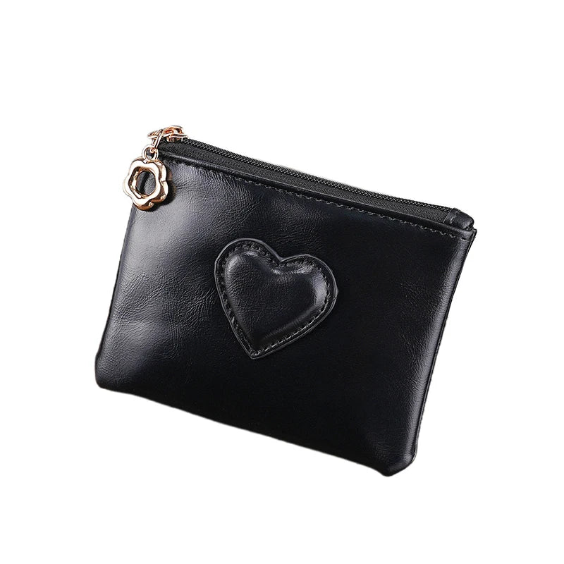 Heart Shaped Coin Purse – Zipper Pouch & Card Holder Gift Coin Purse Wallet Oasis Select Black