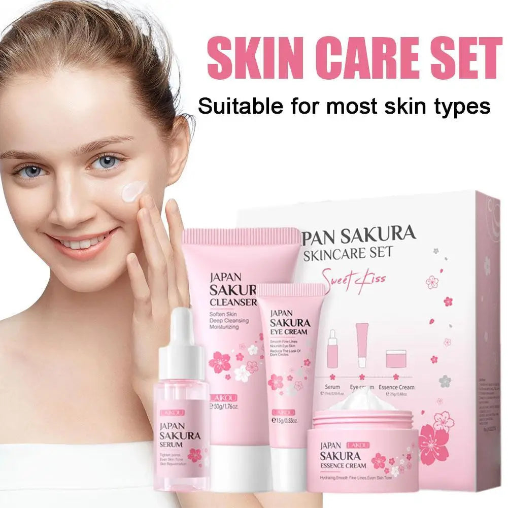 Facial Skin Care Set Skin Cleaning Sakura Skincare Set For Women Girls With Cleanser Toner Face Serum Cream Eye Cream Oasis Select