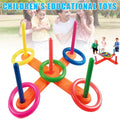 Kids Ring Toss Game – 5-Pole Cross Throwing Set Indoor Outdoor Ring Toss Game Oasis Select multicolour One Size