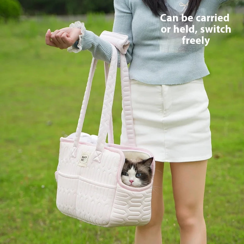Pet Outdoor Single-shoulder Bag, Summer Hand-held Cat Bag, Sweet and Cute Style, Outdoor Portable Breathable Pet Shoulder Bag Oasis Select