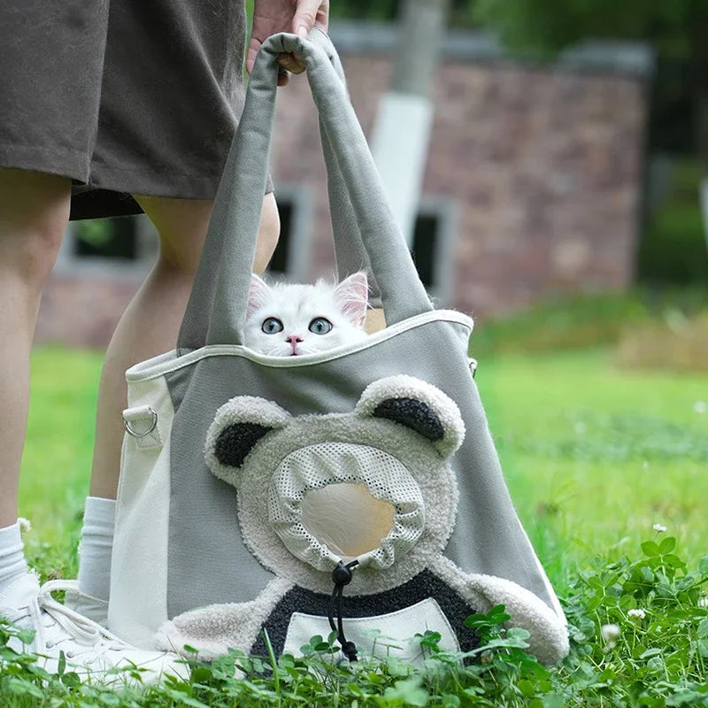 Cat Bag Out Portable Shoulder Crossbody Dog Backpack Exposed Cat Small Pet Bag for Travel Airplane Oasis Select
