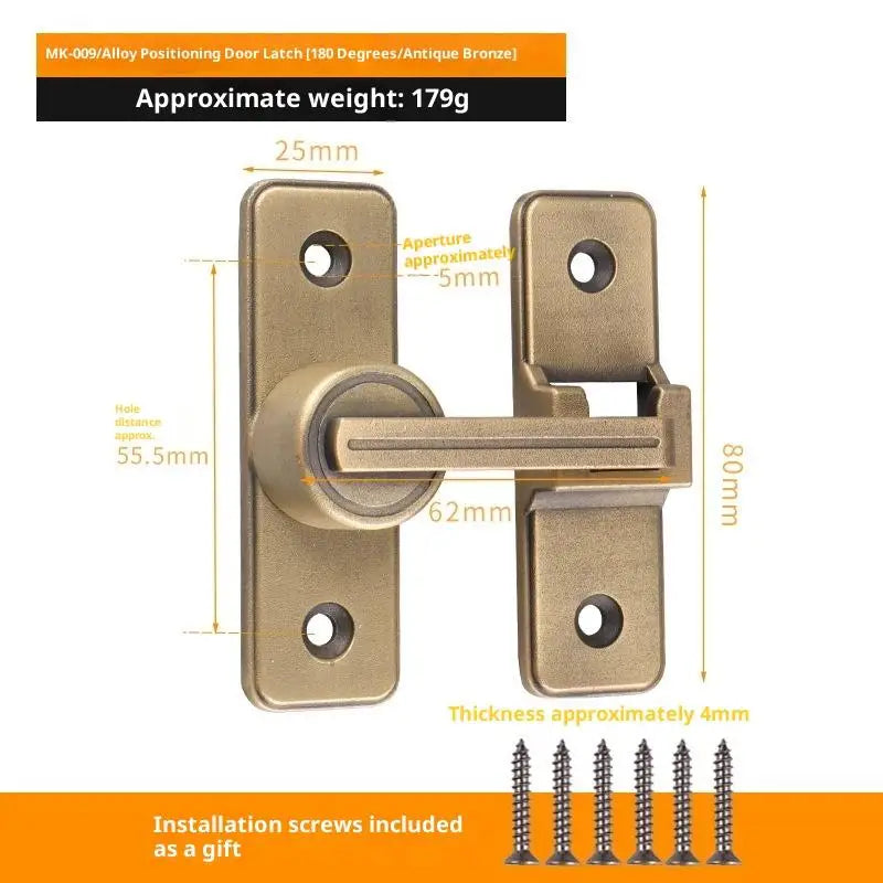 Zinc Alloy 90° Sliding Door Latch | Luminous Barn Gate Bolt