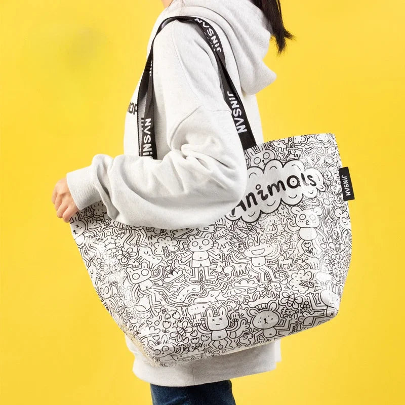 Large Waterproof Woven Shopping Bag | Foldable Colour Tote