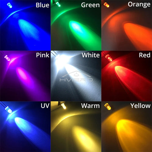 100pcs 5mm LED Diodes – Super Bright Water Clear DIY Bulbs LED Diode Pack Oasis Select