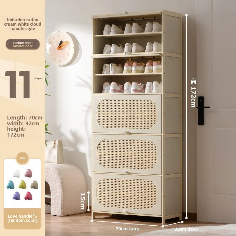 Multi-layer locker at the entrance of the home, large-capacity storage cabinet, dust-proof shoe rack, small narrow bamboo. Oasis Select 11-70