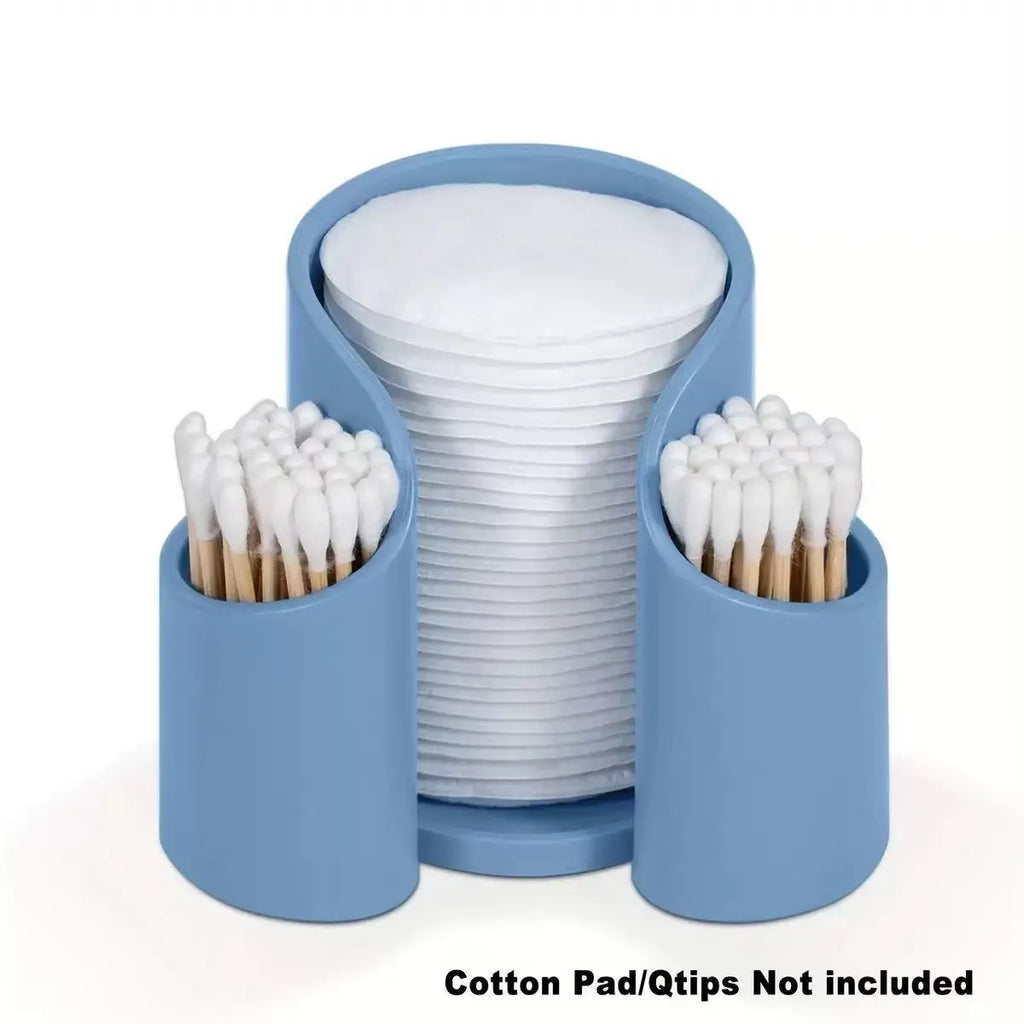 Cotton Pad QTips Holder, Bathroom Cups Dental Floss Dispenser, Storage Organizer for Cotton Pad QTips Paper Cup Floss, Bathroom Oasis Select Blue