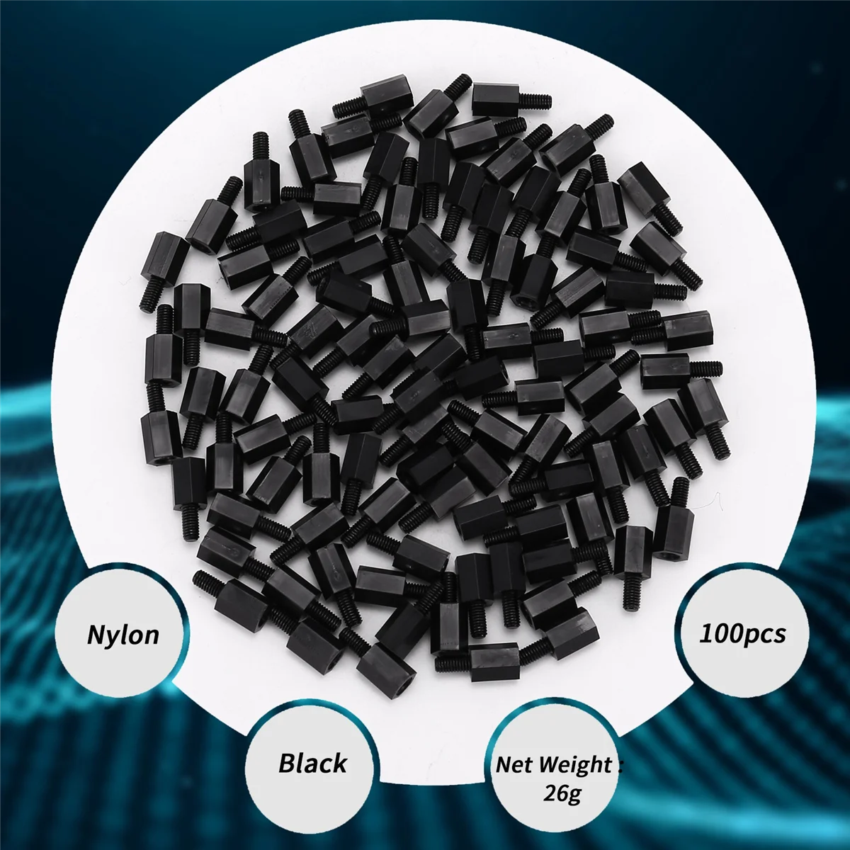 100Pcs M3 Thread 8mm+6mm PCB Fixed Nylon Hex Standoff Spacer Pillar Oasis Select