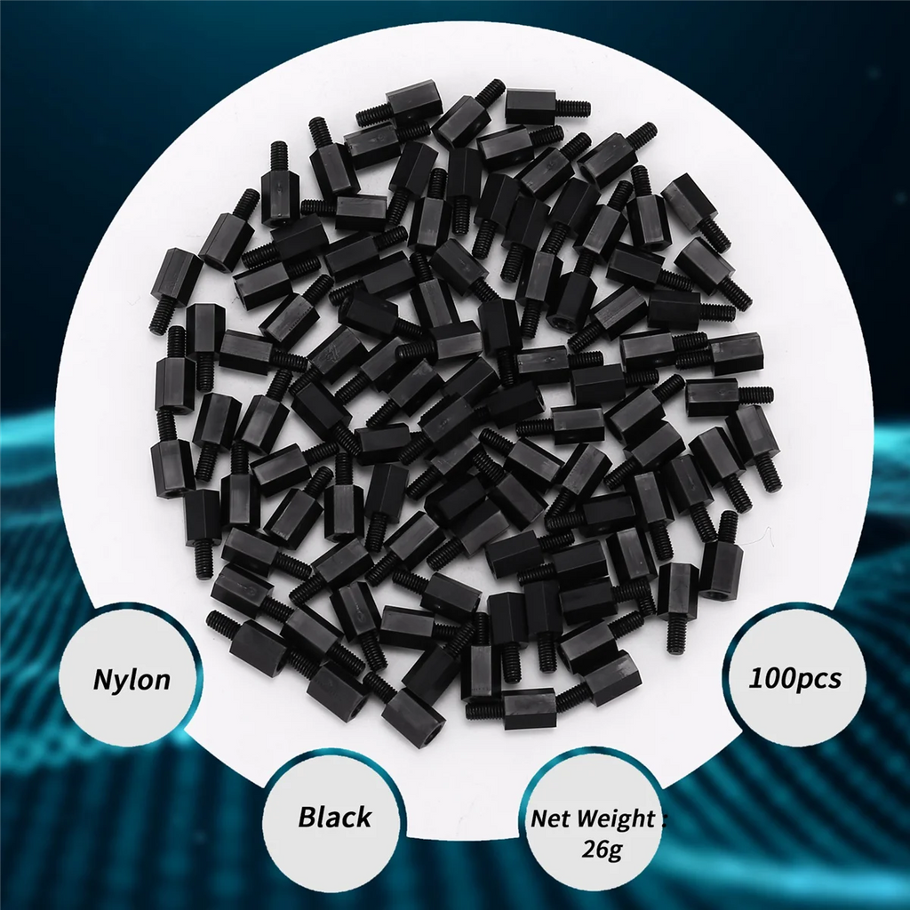 100Pcs M3 Thread 8mm+6mm PCB Fixed Nylon Hex Standoff Spacer Pillar Oasis Select