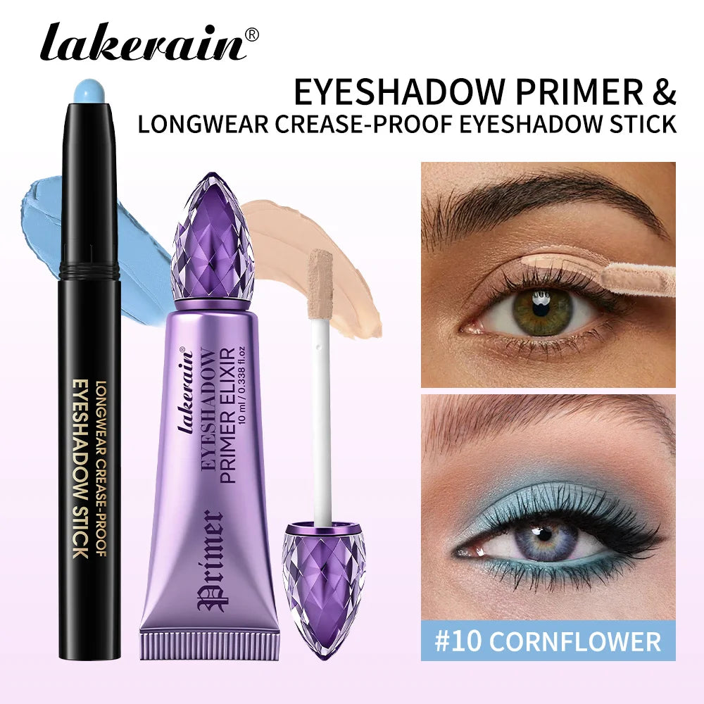 Eyeshadow Stick & Primer Set Waterproof Long-lasting Pigmented Cream Eyeshadow And Primer Base Sleamless Vibrant Eyes Makeup Oasis Select SET 10