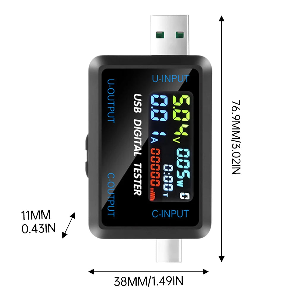 Voltage Meters Current Voltage Capacity Battery Tester USB Volt Current Voltage Doctor Charger Capacity Tester Meter Power Bank Oasis Select USB Type-C