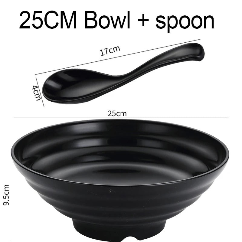 Thickened Plastic Ramen Bowl – Anti-Slip & Large Capacity Plastic Ramen Bowl Oasis Select 25cm Spoon
