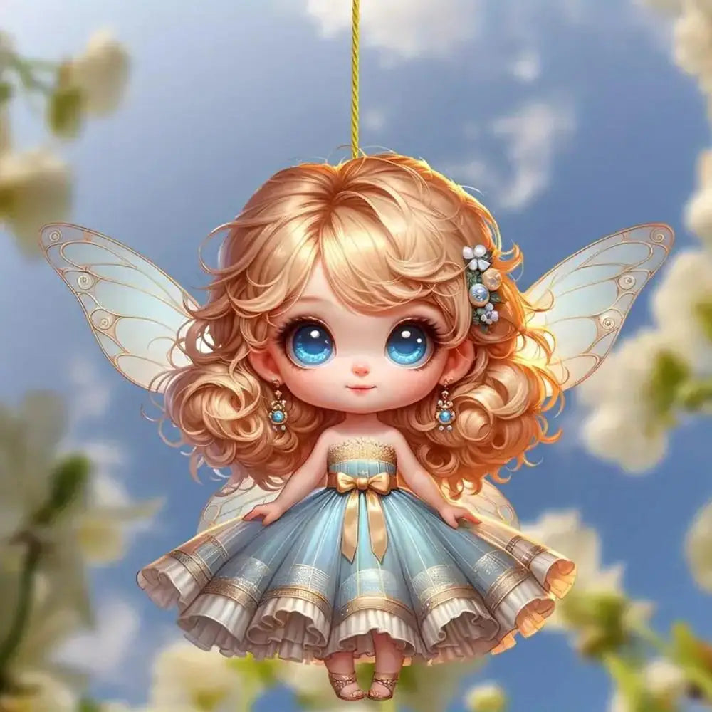Acrylic Green Fairy Elf Car Rearview Mirror Pendant Charm