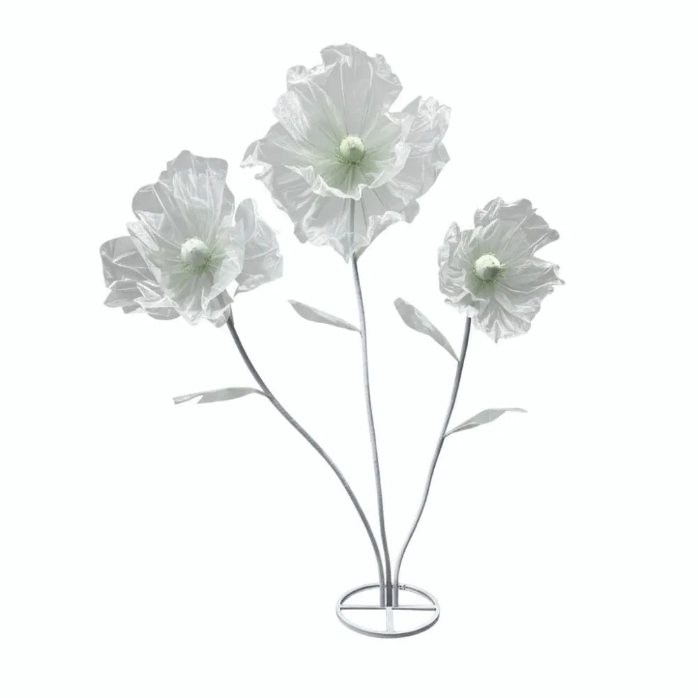 Single Flower Head Simulated Flower Silk Mesh Yarn Beautiful Decoration Silk Screen Flower Stand Props Large Poppy Oasis Select