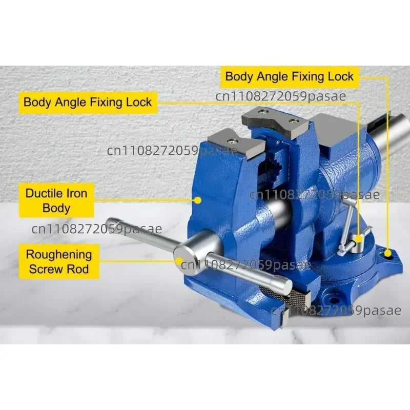 5-Inch Heavy Duty Bench Vice 360° Rotating 30kN Clamp Force