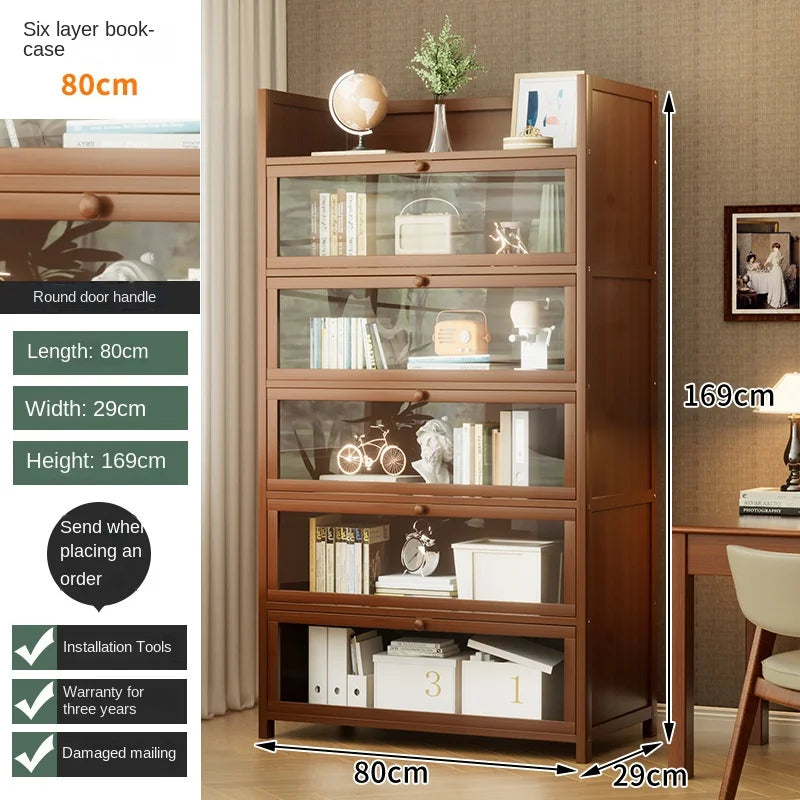 Bookshelf, bookcase, dust-proof floor-standing storage rack, household children and students storage rack with doors Oasis Select six floors 80