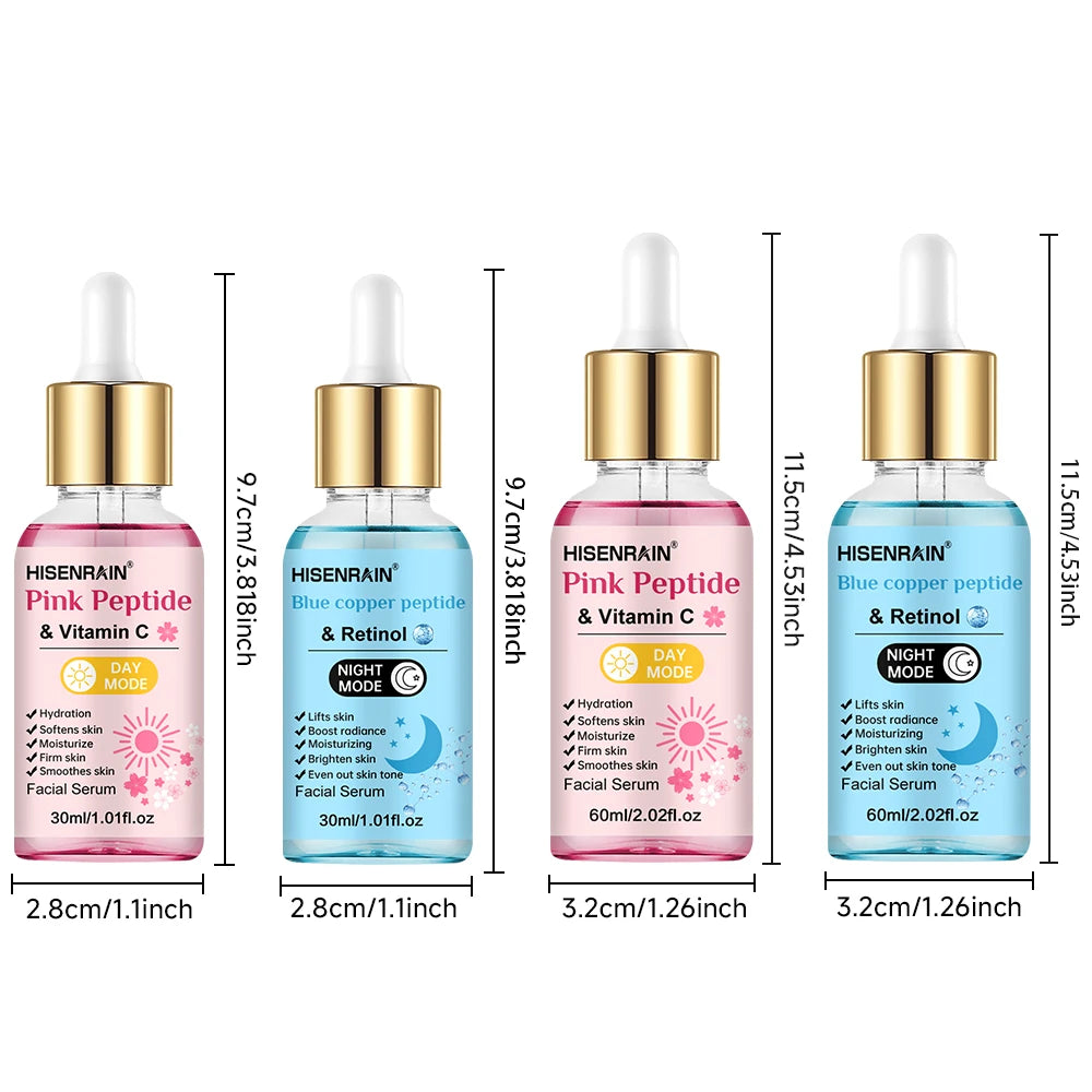 HISENRAIN Premium Pink & Blue Copper Peptide Serum - Anti-Aging, Skin Repair & Hydrating Facial Essence for Youthful Glow. Oasis Select