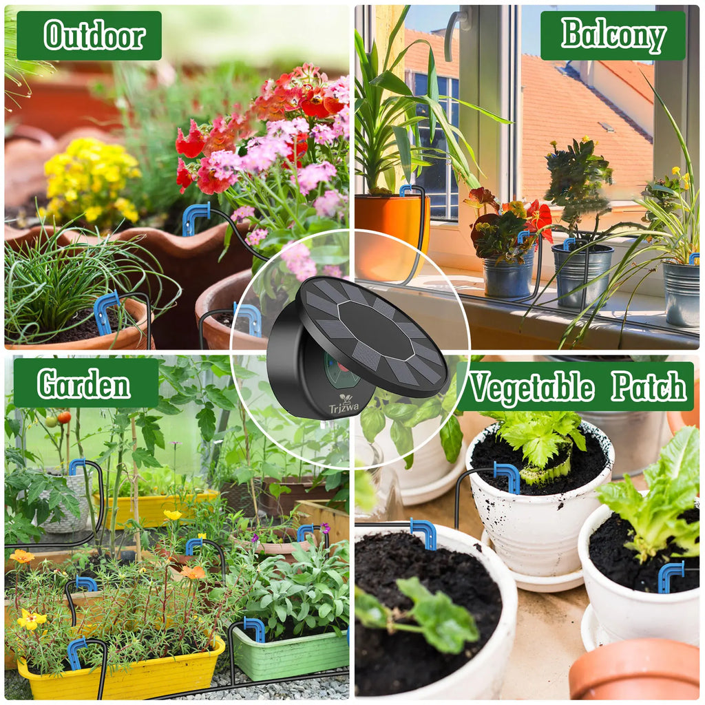 Solar Drip Irrigation System, DIY Drip Accessory Kit, Automatic Plant Watering System, with Watering Timer&10M Water Pipe Etc Oasis Select