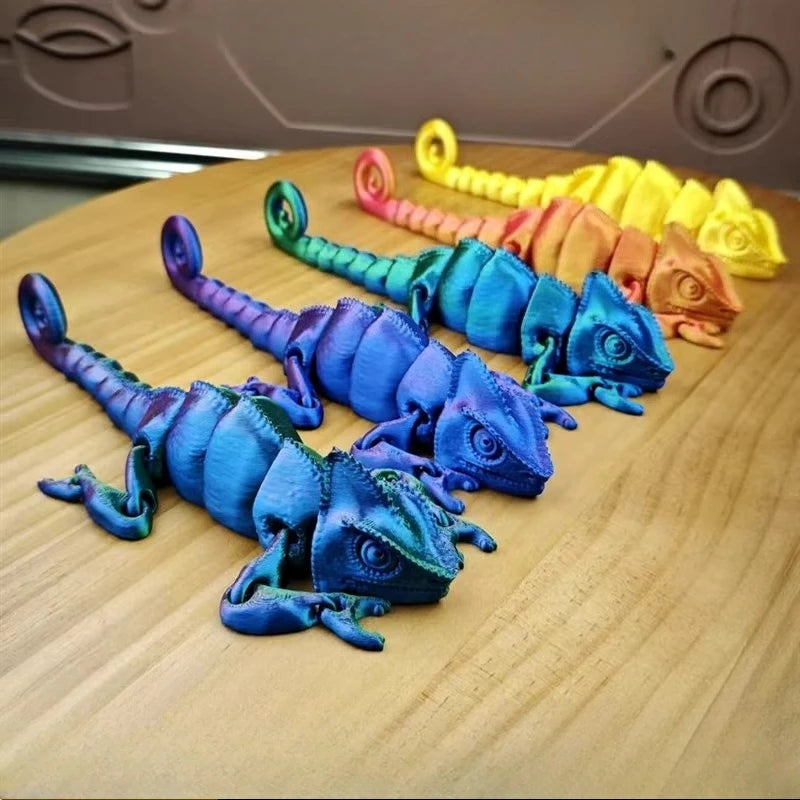 3D Printing Chameleon Figures Multi-joint Movable Animal Toys Miniatures for Home Accessories Kids Gift Living Room Decoration Oasis Select