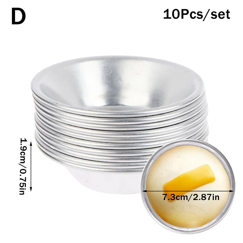 10pcs Aluminum Alloy Mini round Cupcake Mold Set Puto Cake Egg Tart Kitchen Baking Oven Pan Pastry Dessert Cooking Utensils Oasis Select D