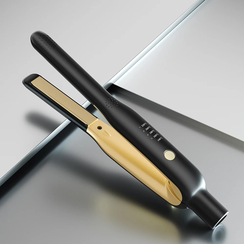 URGGU 2-in-1 Mini Ceramic Hair Straightener & Curler Flat Iron