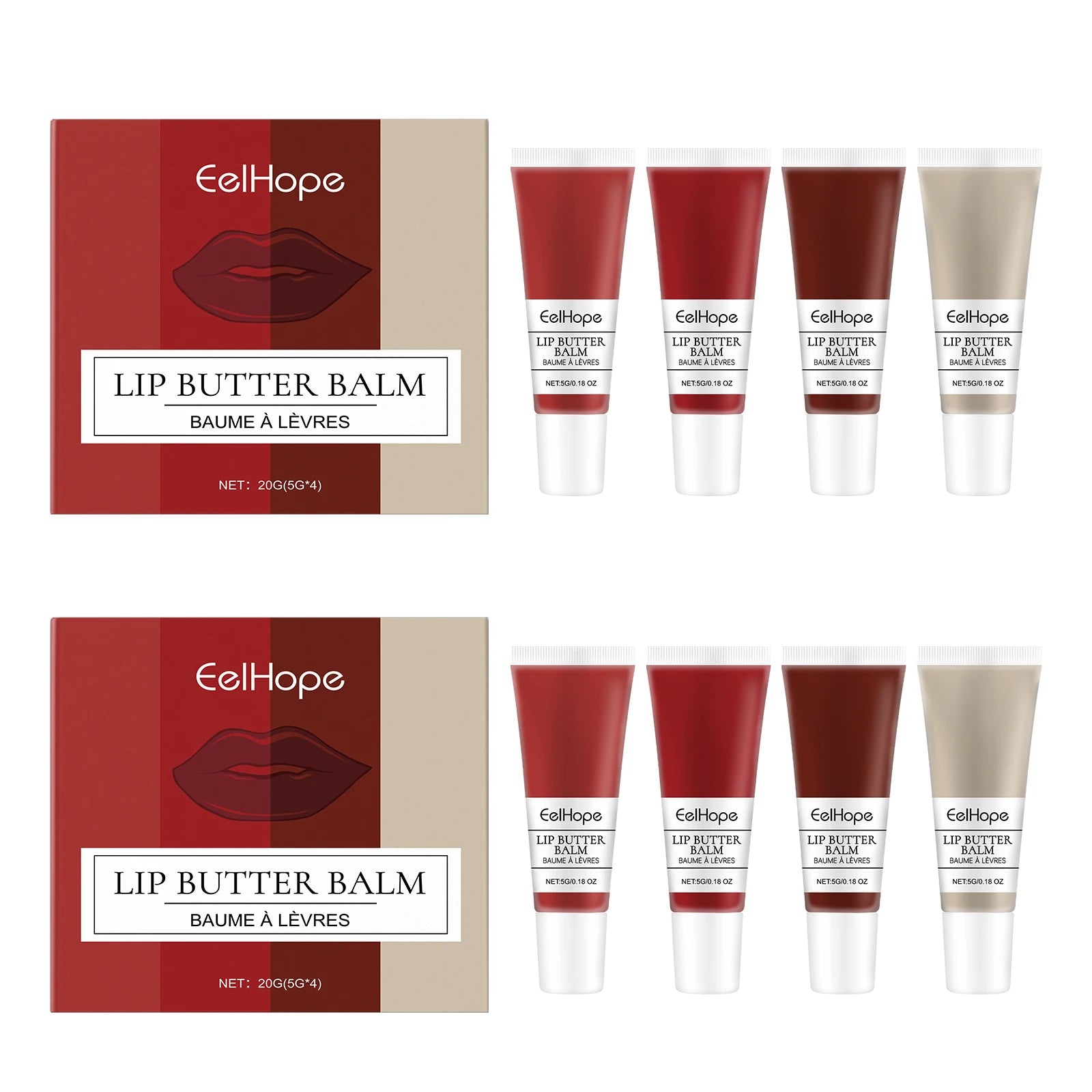 Eelhope 4 Colors Set Lip Butter Balm Deep Moisturizing Long Lasting Non Sticky Colored Lip Makeup Care Fast Ship Gift Kit 20g Oasis Select 2set