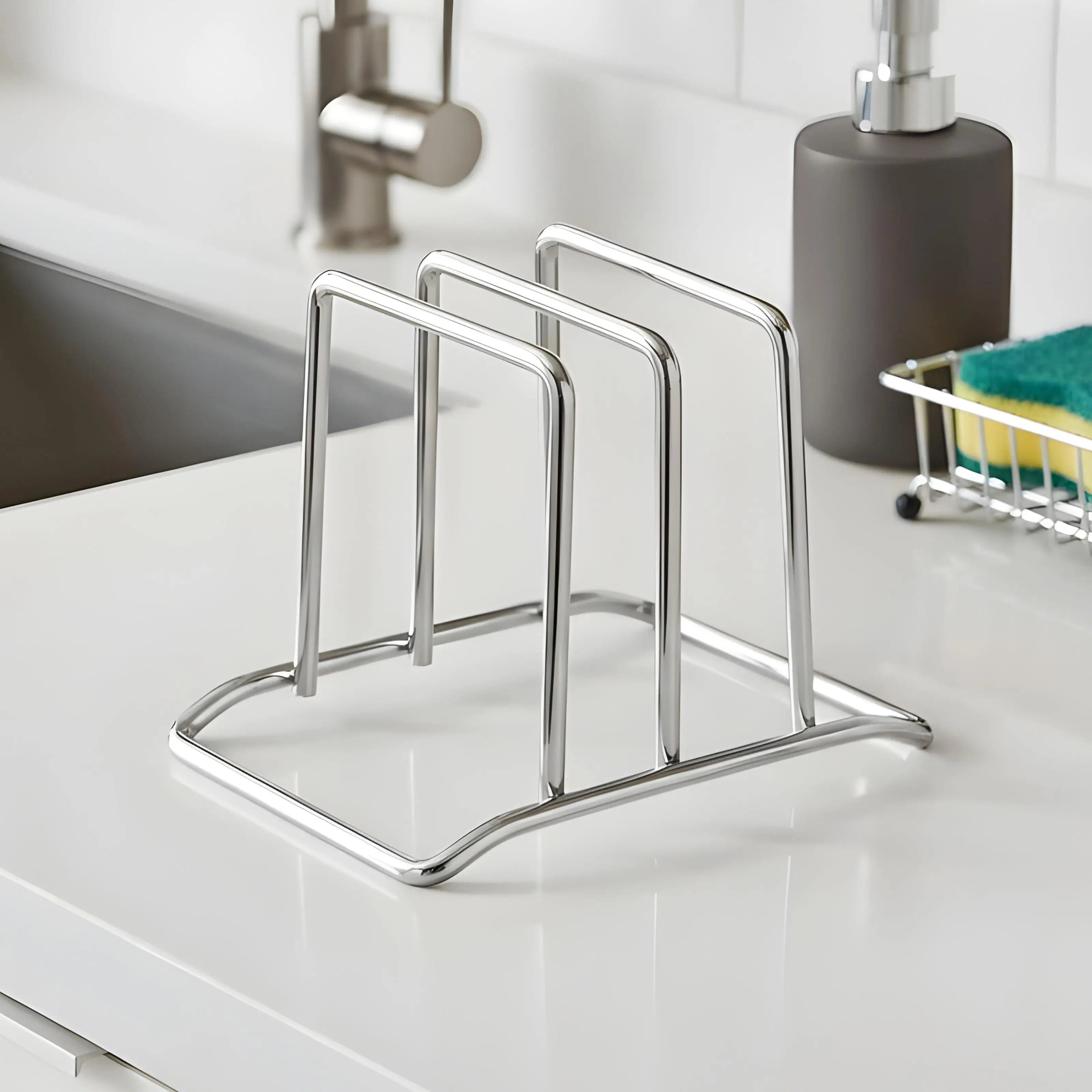 Cutting Board Holder Stand Stainless Steel Organizer Cookie Sheet Rack for Counter Pantry Cupboard Dishes Apartment Dormitory Oasis Select