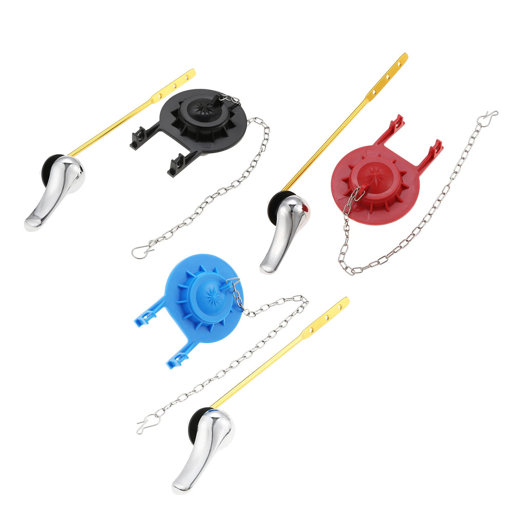1Set Toilet Tank Handle & Red Flapper Kit,Fits 2" Flush Valves,Brass Plated Plastic,Stainless Steel Chain,Front Mount Tool-Free Oasis Select
