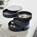4 Layers Rotating Jewellery Storage Box Women Necklace Desk Organizer Earring Holder Travel with Lid for Ring Bracelet Storage Oasis Select black