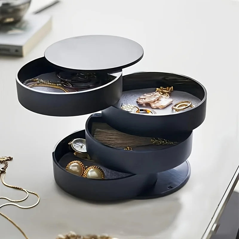 Multi-Layer Desktop Organizer with Lid - Perfect for Jewelry, Makeup & Hair Accessories Storage, Utility Hooks Oasis Select black