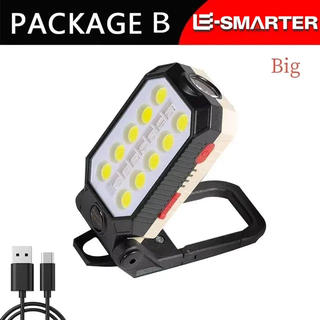 Multi-function Flashlight Floodlight Built-in Battery Magnetic Work Light Suction Power Display Car Repair Emergency Lamps Oasis Select W599A big