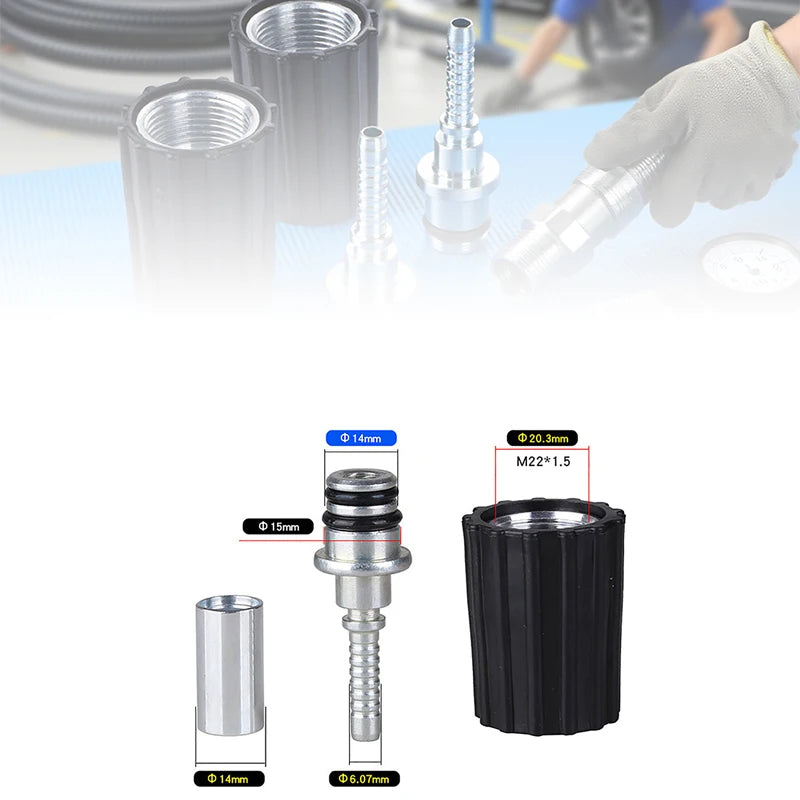 High Pressure Washer Hose Insert Fittings D14 D15mm Ring Nut M22 Car Wash Cleaning Hose Pipe Repair Fitting Twist Connector Oasis Select