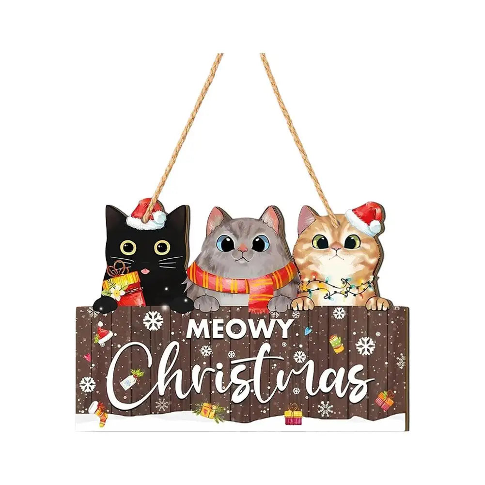 1Pcs Christmas Wooden Cute Cat Pendant Christmas Party Door Christmas Tree Decoration Bedroom Door Decoration Supplies Oasis Select 1pcs