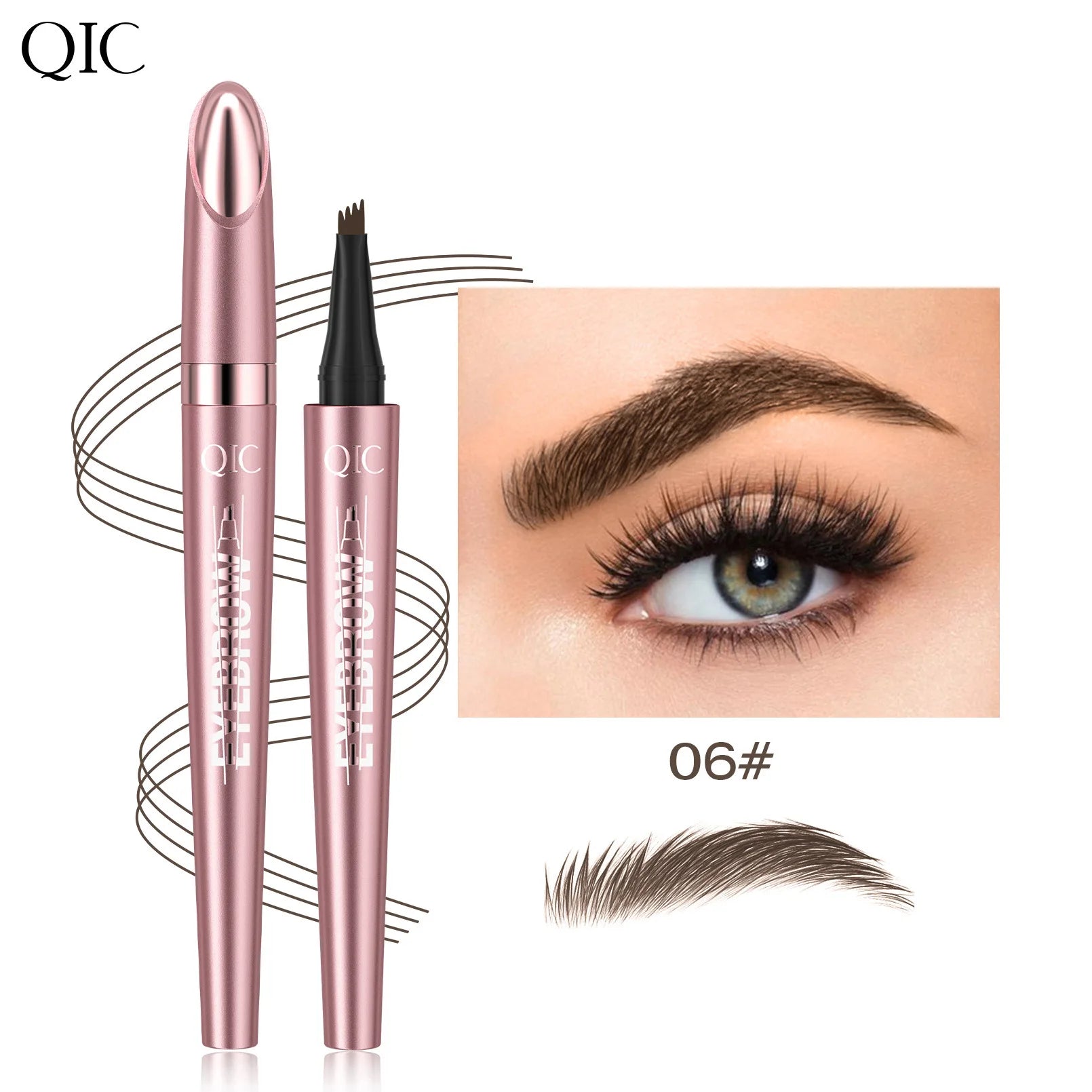 QIC 4-Fork Tip Microblading Eyebrow Pen – Waterproof & Natural
