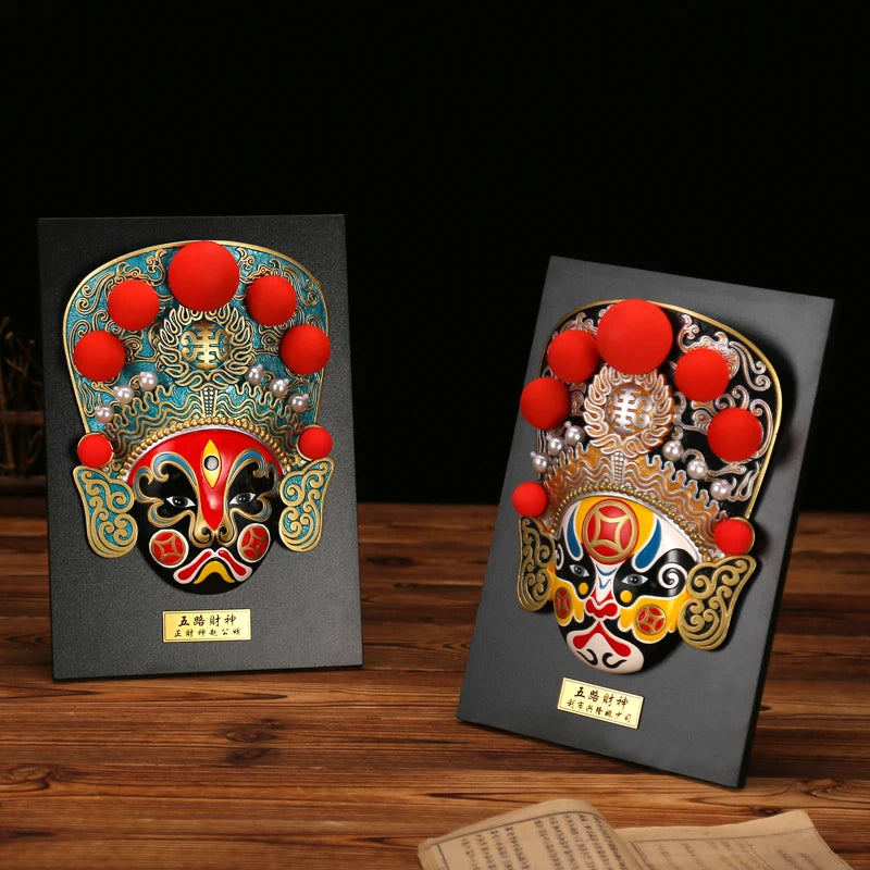 Restaurant Decoration Five Way God of Wealth Facial Decoration Pendant Sichuan Drama Chinese Style Wall Decoration Oasis Select