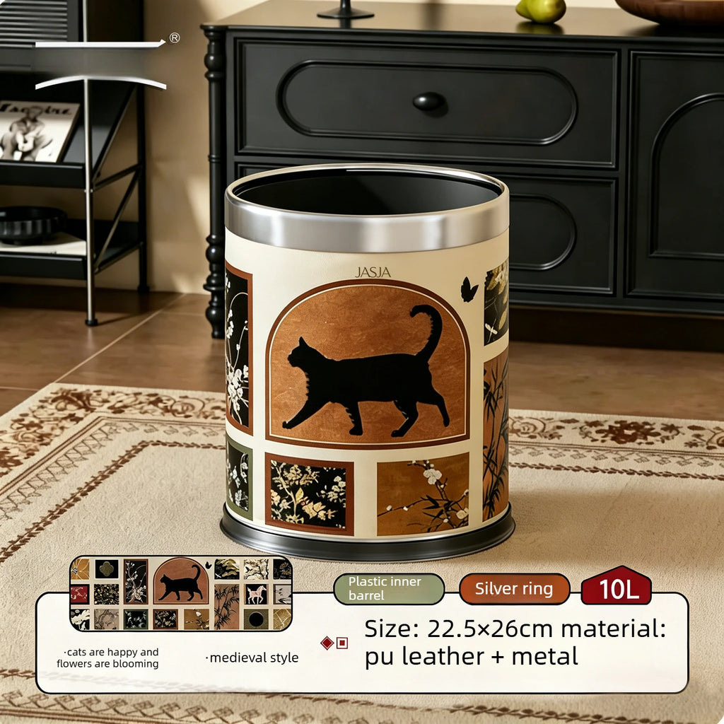 Trash Can Mid Ancient Style Open Top Double Inner Outer Bucket Retro High End Appearance Household Living Room Waste Storage Oasis Select C