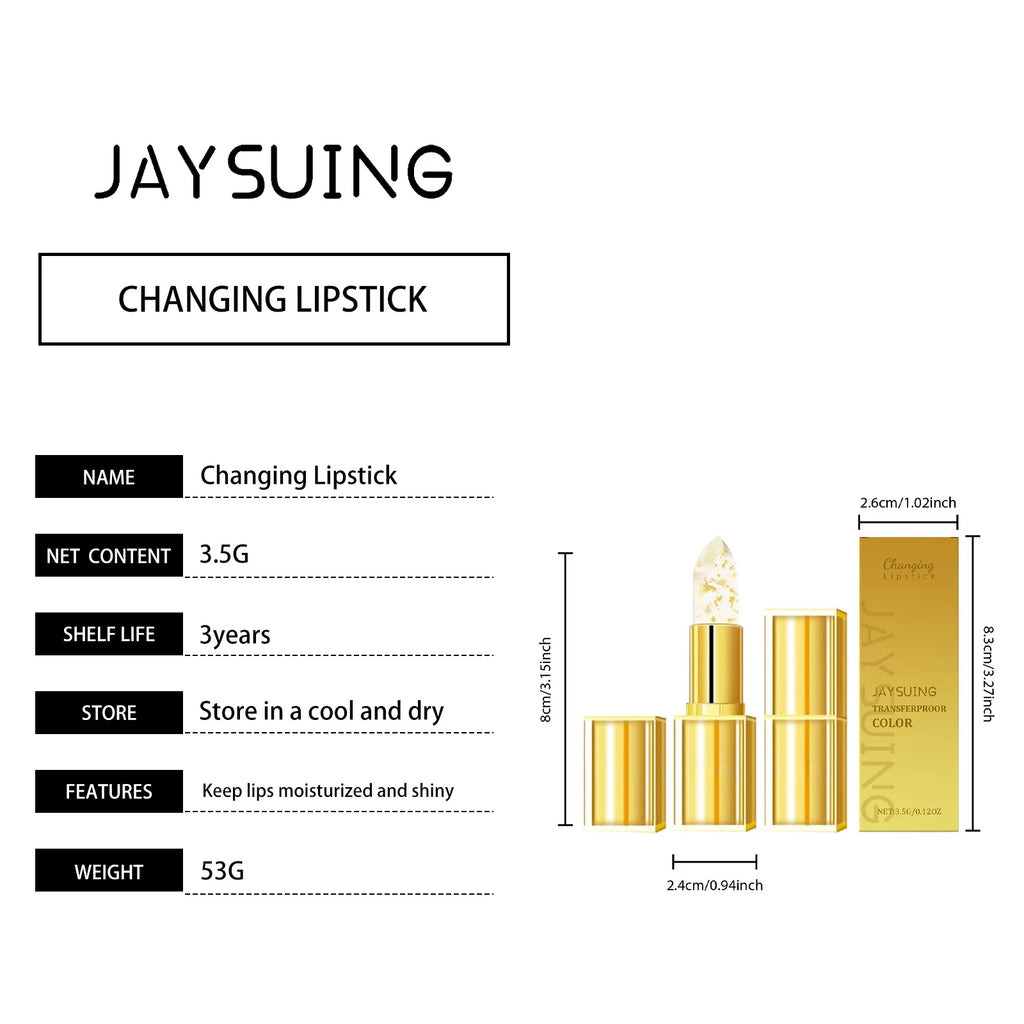 Jaysuing pH Color Changing Lip Balm – Shimmer & Gold Foil pH Reactive Lip Balm Oasis Select Gold Foil