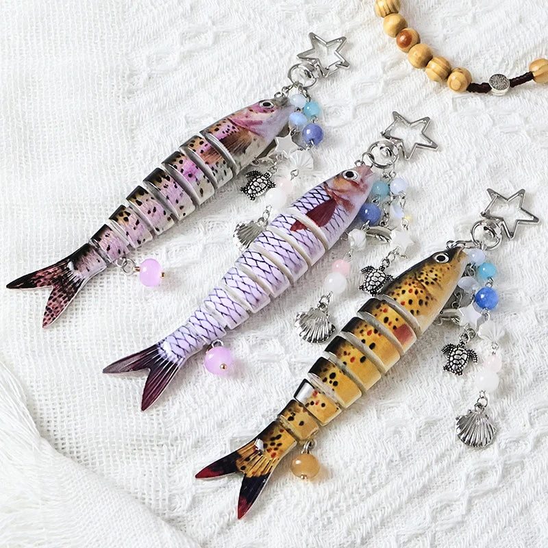 Handmade Fish Keychains Lovely Jewelry Artificial Fish Bait Swimbait Mobile Phone Lanyard Keychain For Men And Women Jewelry Oasis Select
