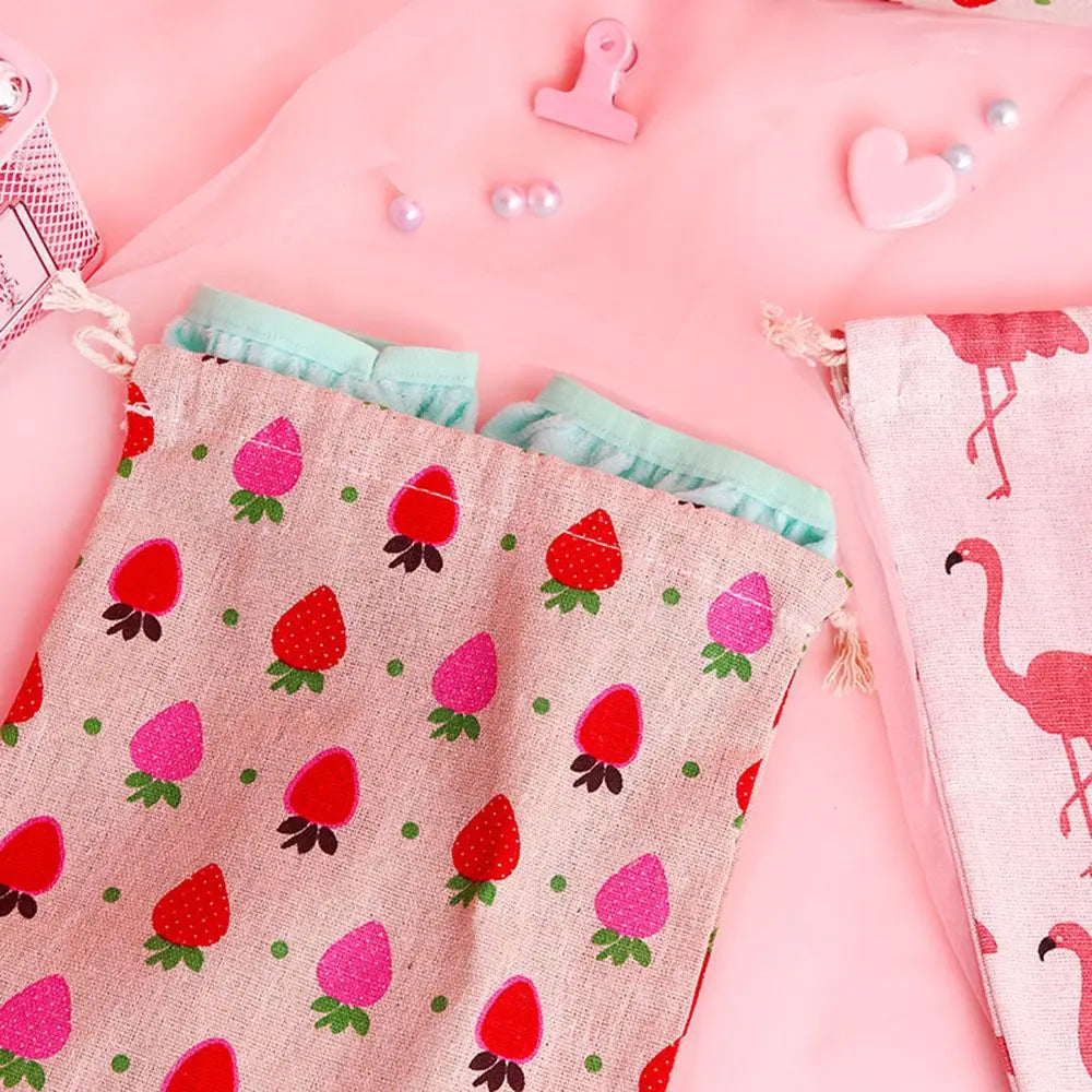 Cotton Linen Drawstring Gift Bags | Printed Patterns, 3 Sizes