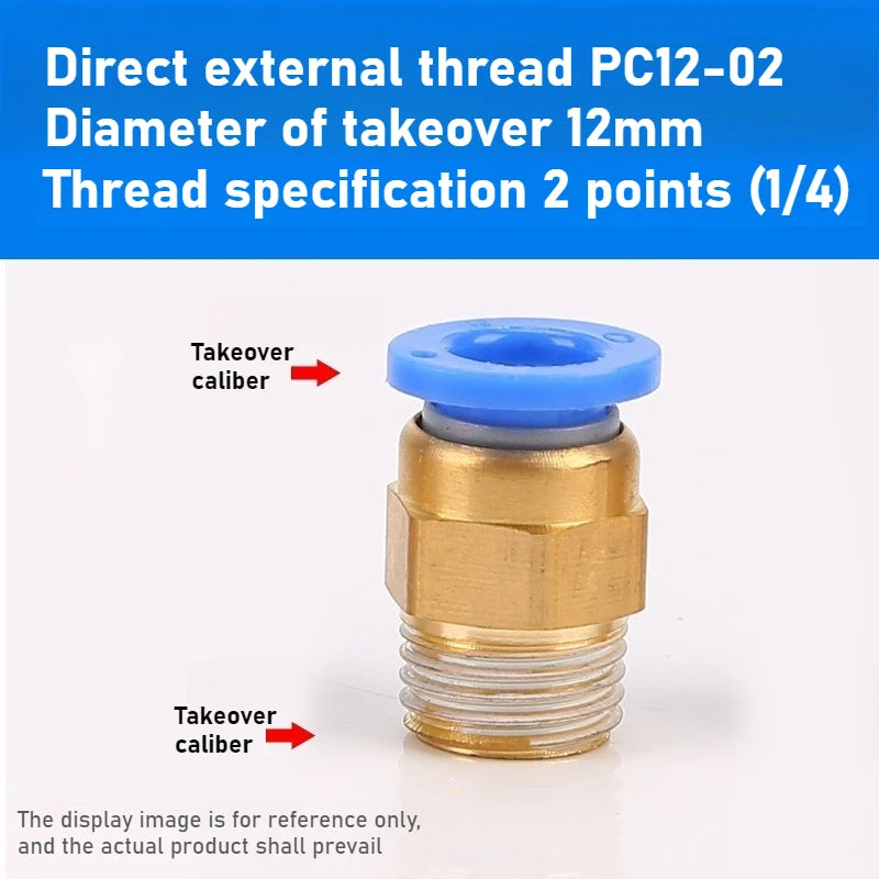 Quick Connector Tracheal Pneumatic PC8-02 Copper External Thread Straight Through Quick Insert Tracheal Connector PC1-03/12-04 Oasis Select PC 12-02 1PCS