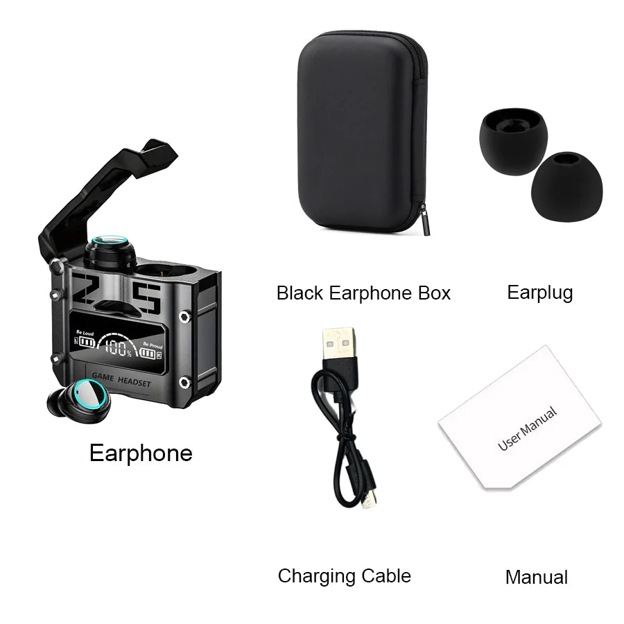 Wireless Headset Noise Reduction HQ High Quality TWS Earphone M25 In-ear Type-C LED Display Recharge Earphone Headphone With Mic Oasis Select F