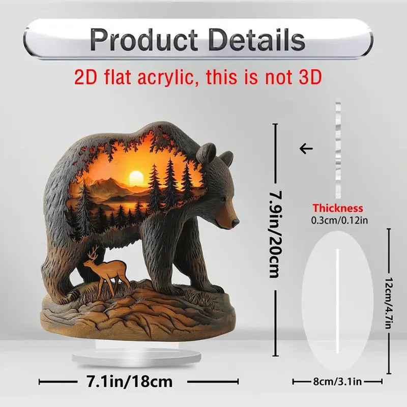 2D Colorful Animal Acrylic Ornaments Cat Figurine Decoration Kitten