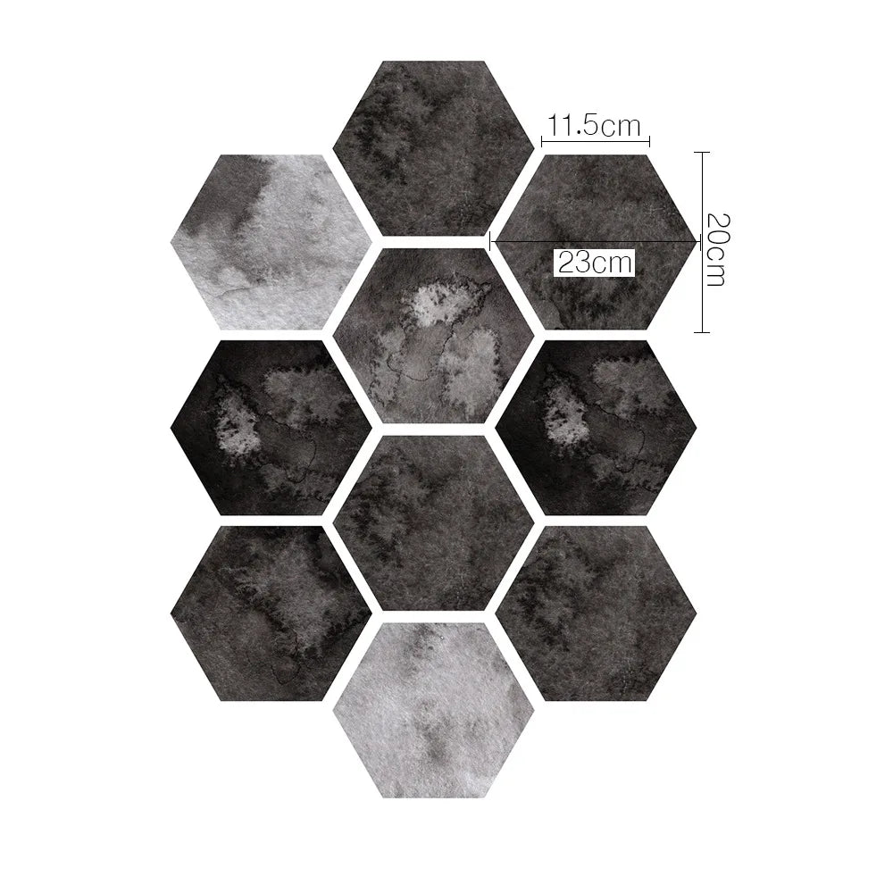 Stereoscopic simulation hexagonal self-adhesive ceramic tile decorative anti-skid coating twill film floor tile wall decor Oasis Select DB054 10pcs