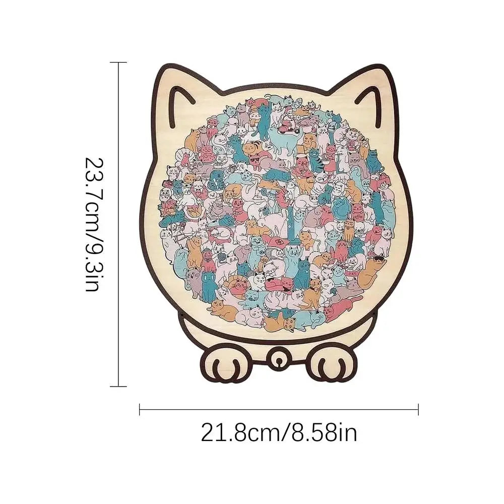 Wooden Cat Puzzle Precise Decor Kit 135 Pieces Wood Challenging Jigsaw Puzzles for Cat Lovers Home Shelf Family Friends Indoor Oasis Select C