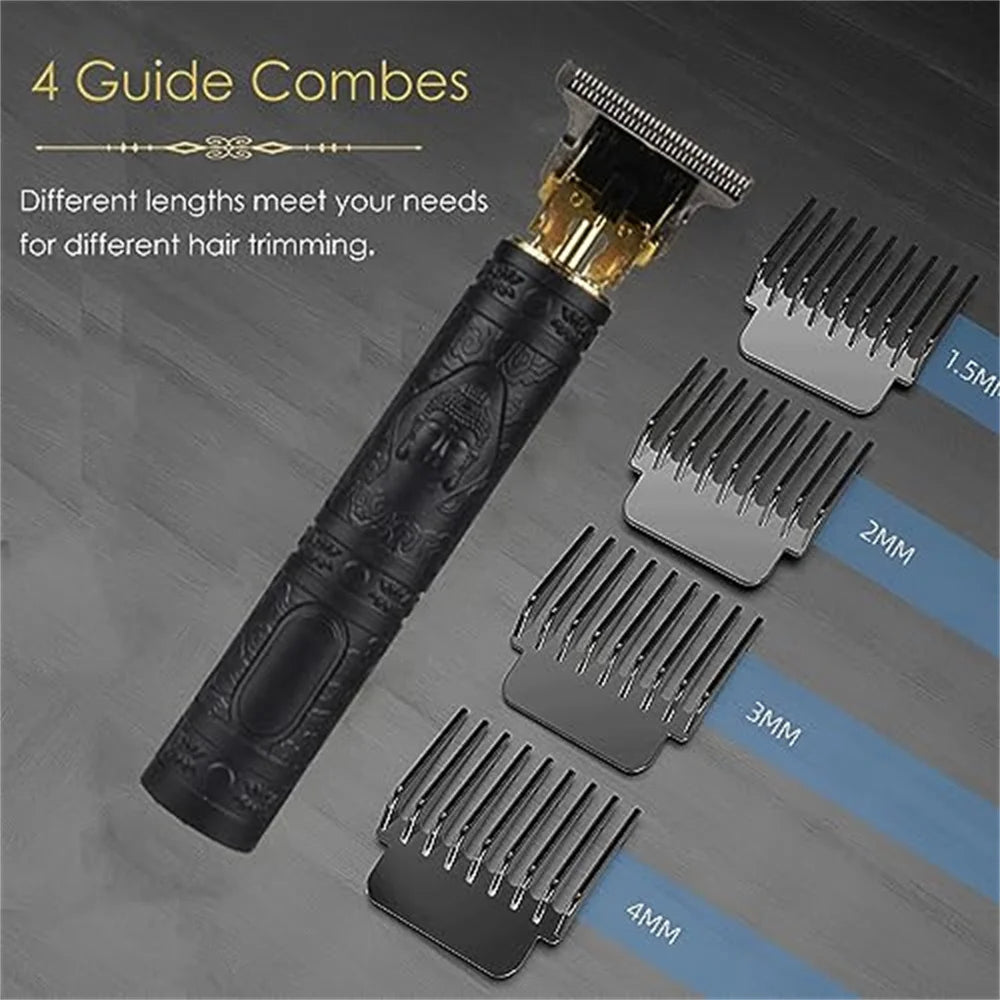 New Retro T9 Hair Clipper For Men, Electric Shaver, Rechargeable Hair Clipper, Portable Cordless Beard Trimmer Oasis Select black